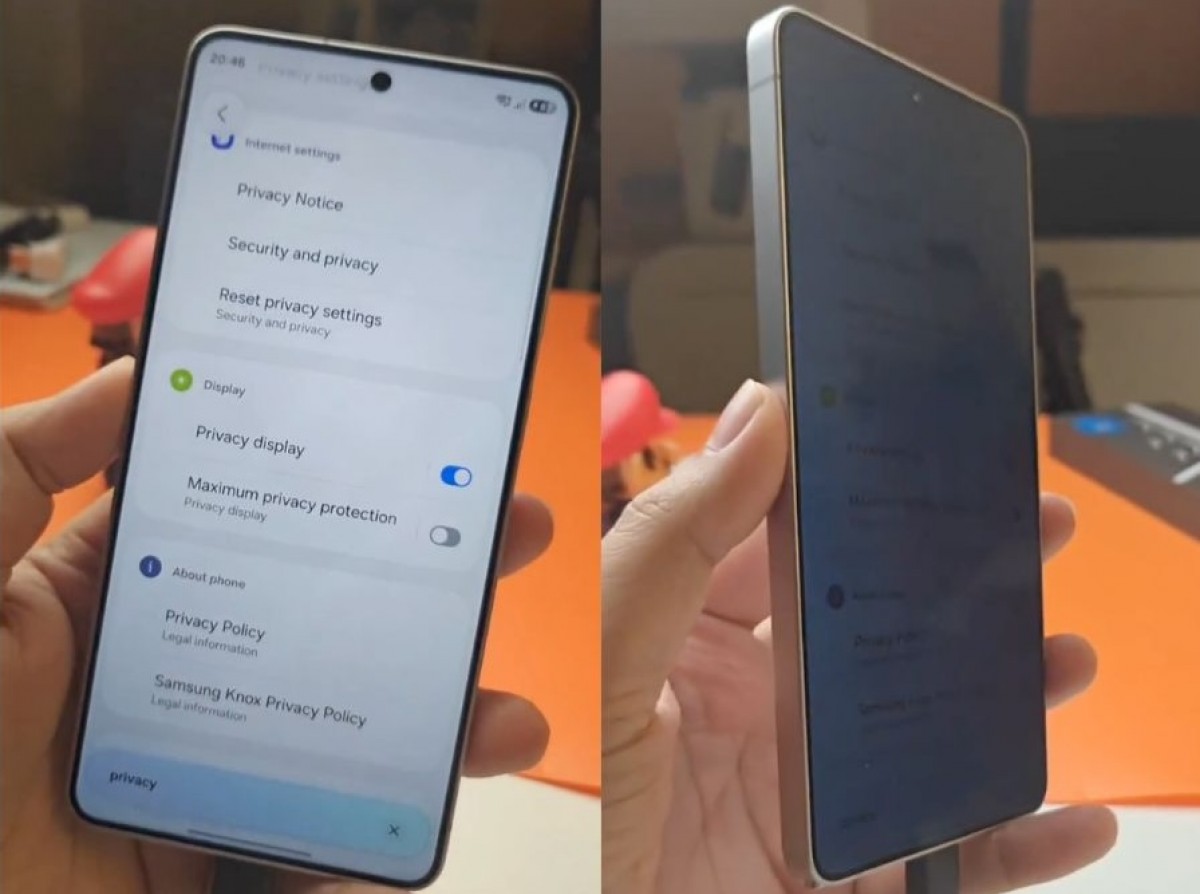Bild visar det privata display läget i Samsung Galaxy S26 Ultra