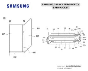 Samsung tri fold patent with hinge s pen silo image