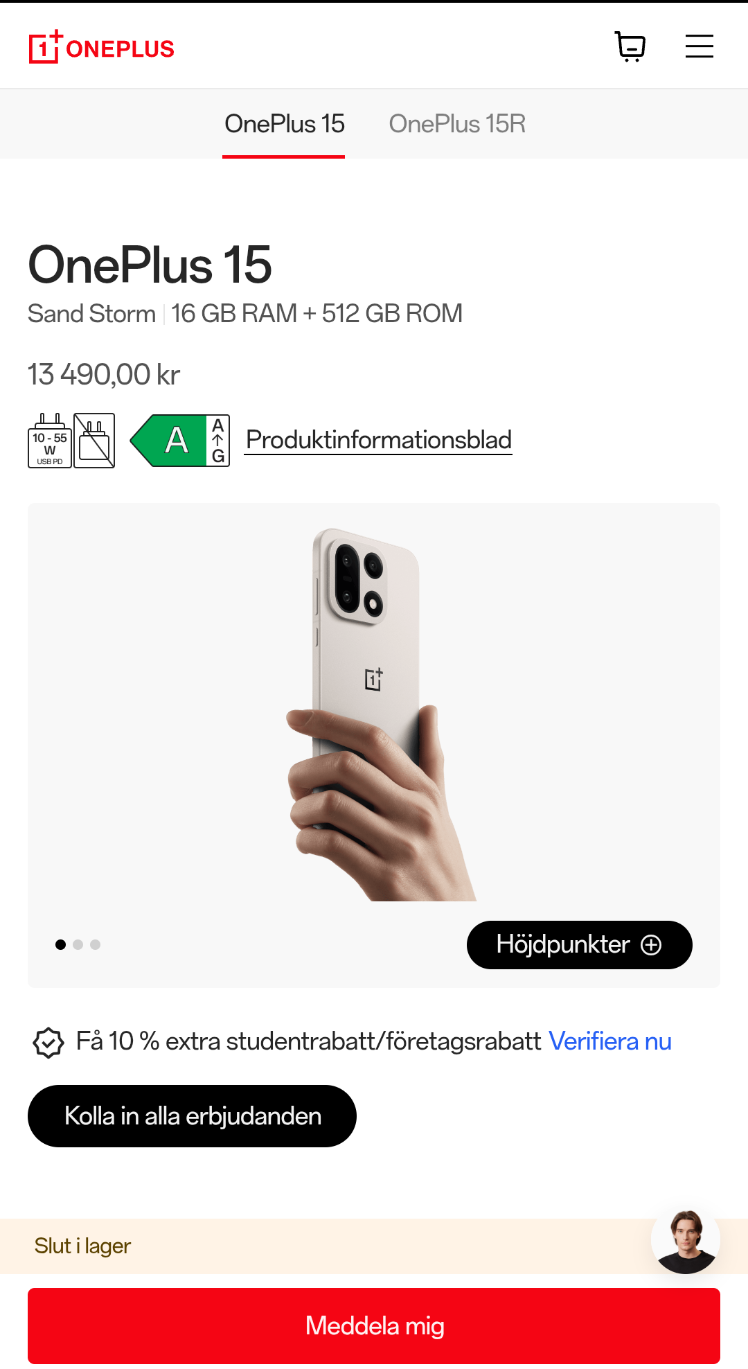 OnePlus hemsida i Sverige ser inte alls bra ut